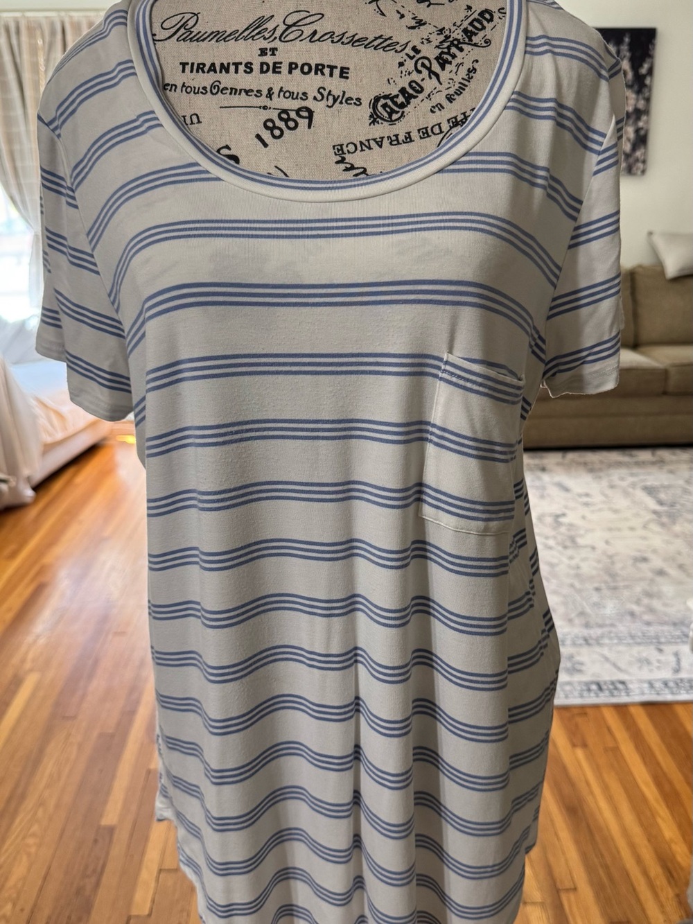 Market & Spruce Blue Stripe Pocket Tee Top XL | Stitch Fix